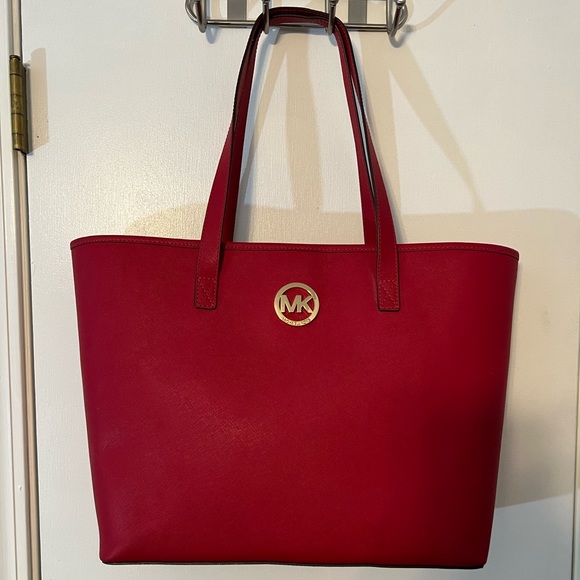 MICHAEL KORS Jet Set Travel Tote - Red Saffiano Leather - With Shopper ❤️ - Picture 2 of 15
